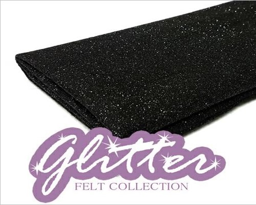 PANNOLENCI 1MM GLITTERATO 50X45CM - NERO - Merceria creativa - La Bambola  di pezza